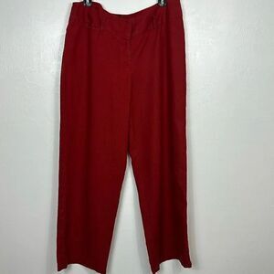 Intuitions Red Linen Straight Leg Pants Size 12